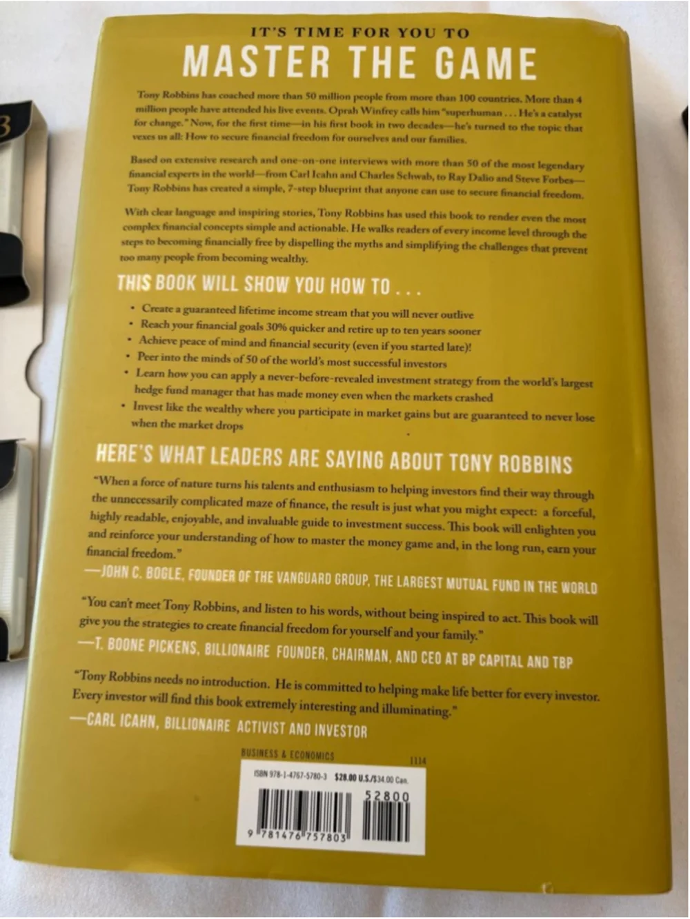 Tony Robbins Money Master The Game Book & Power Talk Audio Set Black Gold #E103